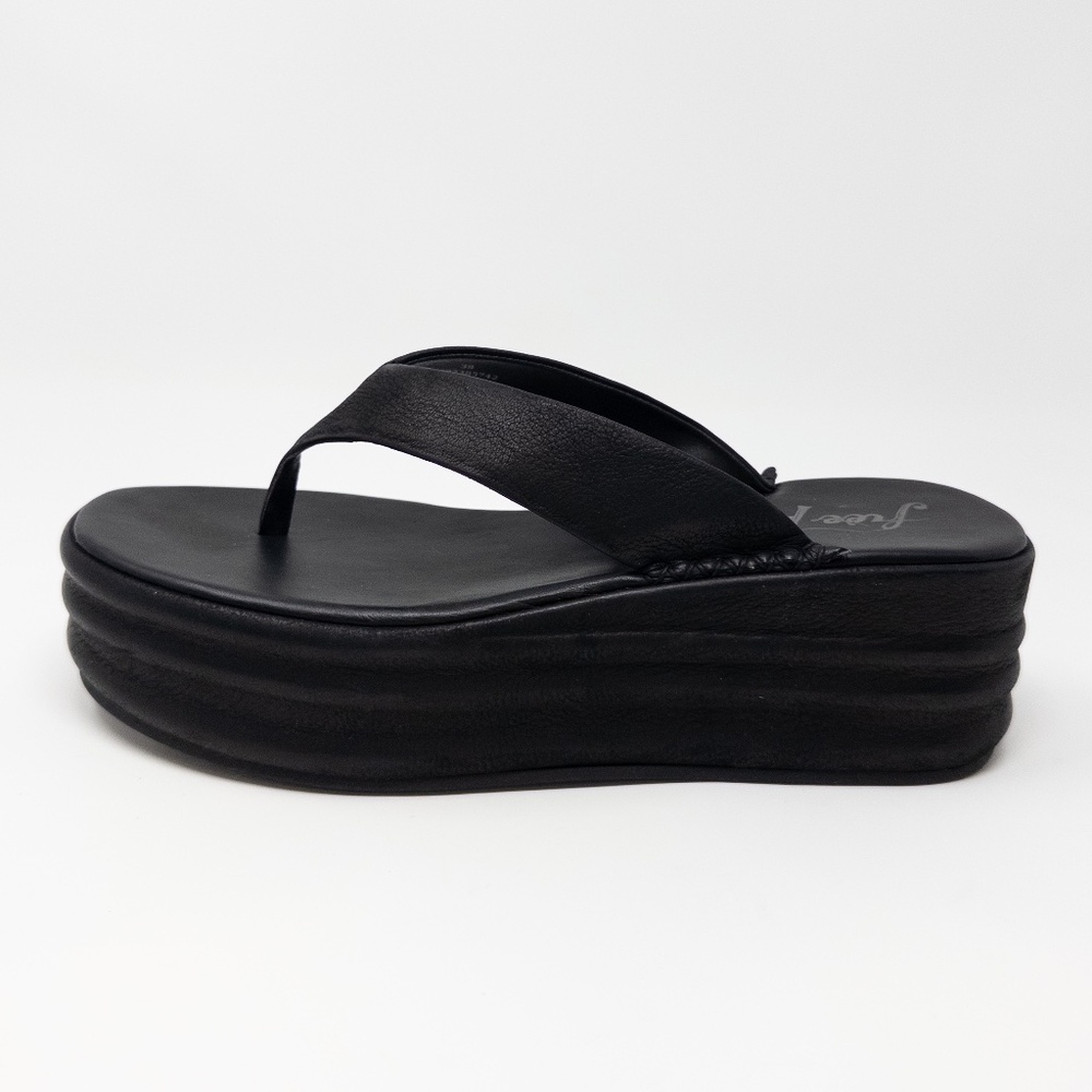Free People Black Platform Thong Sandals